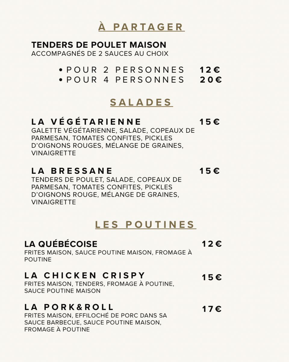 Tender/salade/poutine